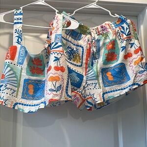 Colorful Patterned Women's Shorts Set